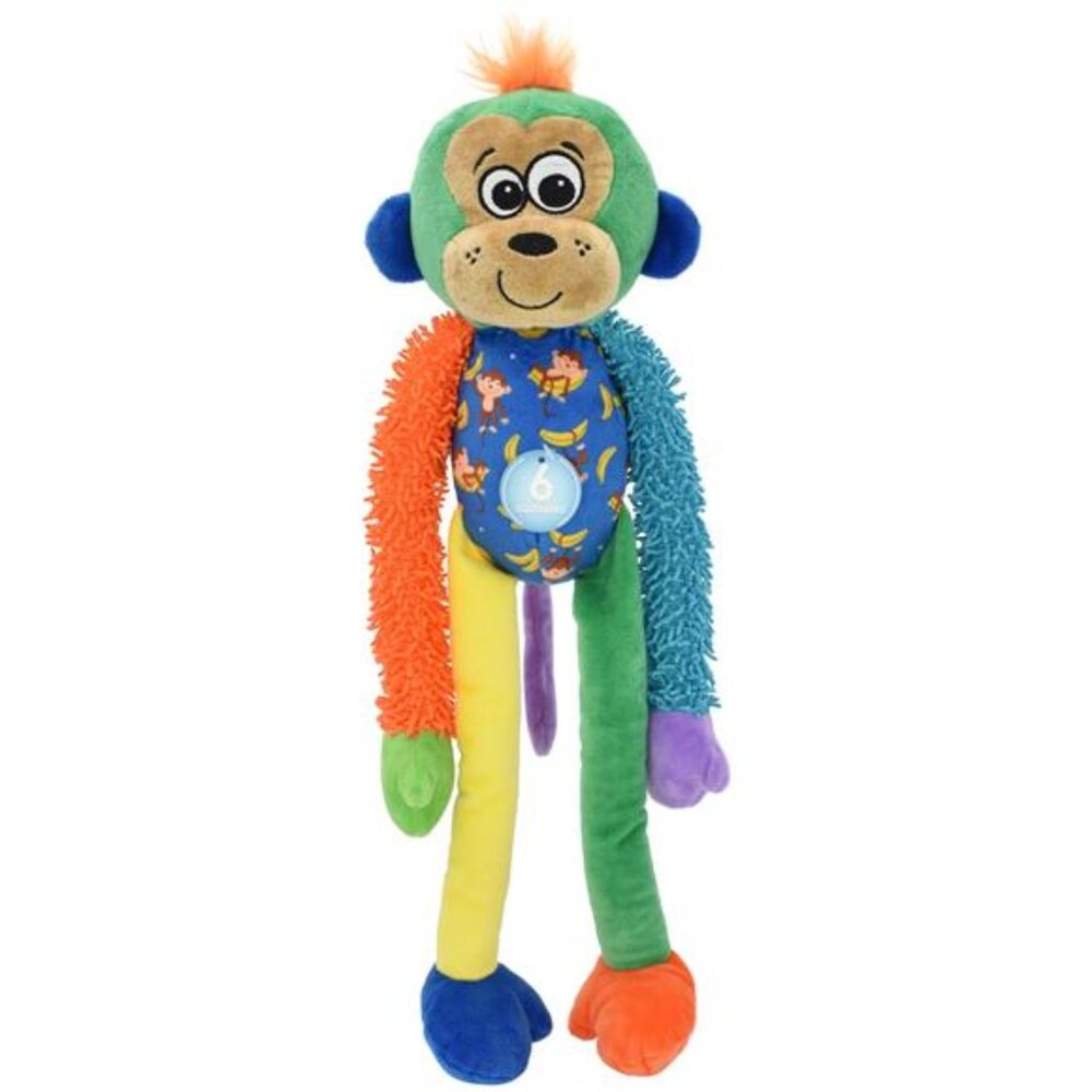 Multicrew Monkey Plush Dog Toy, Six Squeakers, 18"